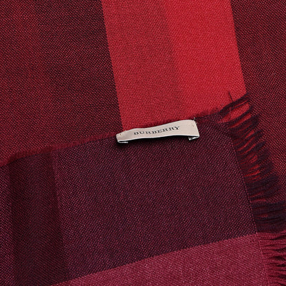 Burberry Wool Cashmere Mega Check Colorblock Scarf Flame Red 4 of 4
