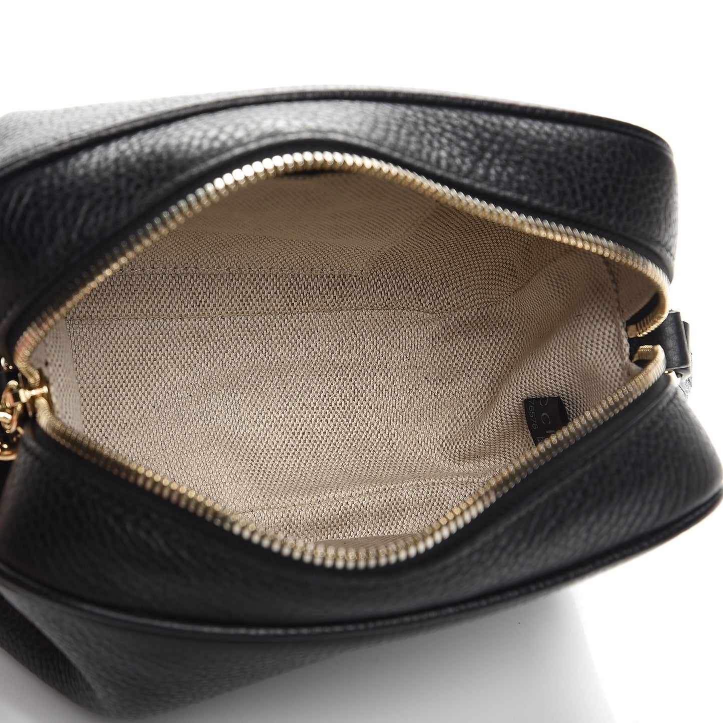 Pebbled Calfskin Small Soho Disco Bag Black