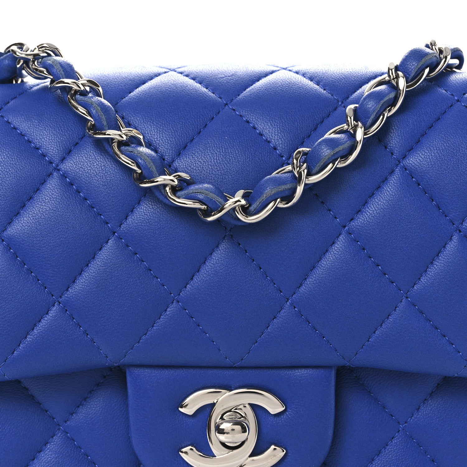 Chanel Lambskin Quilted Mini Square Flap Blue 8 of 12