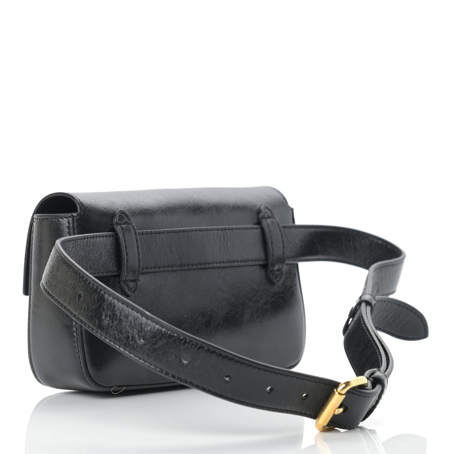 Fendi Agnello Old Shine Hip Belt Baguette Bag Black 3 of 11