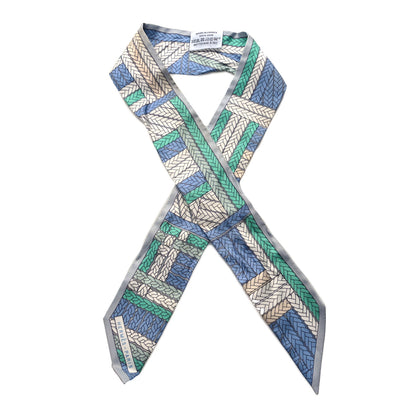 Hermes Silk Tresses H Twilly Bleu Jean Gris Perle 1 of 4