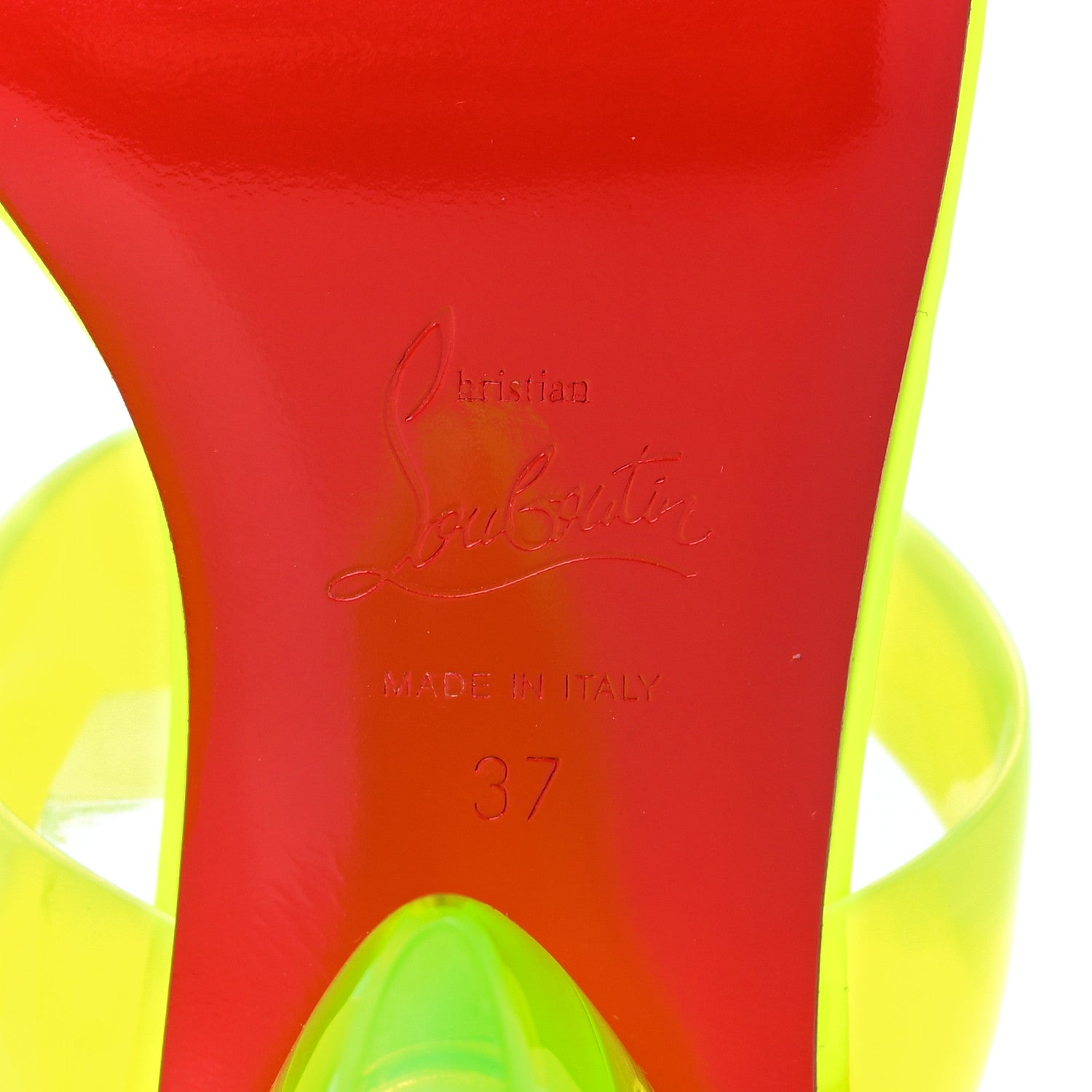 Christian Louboutin PVC Ovida 85 Slide Sandals 37 Yellow 6 of 7