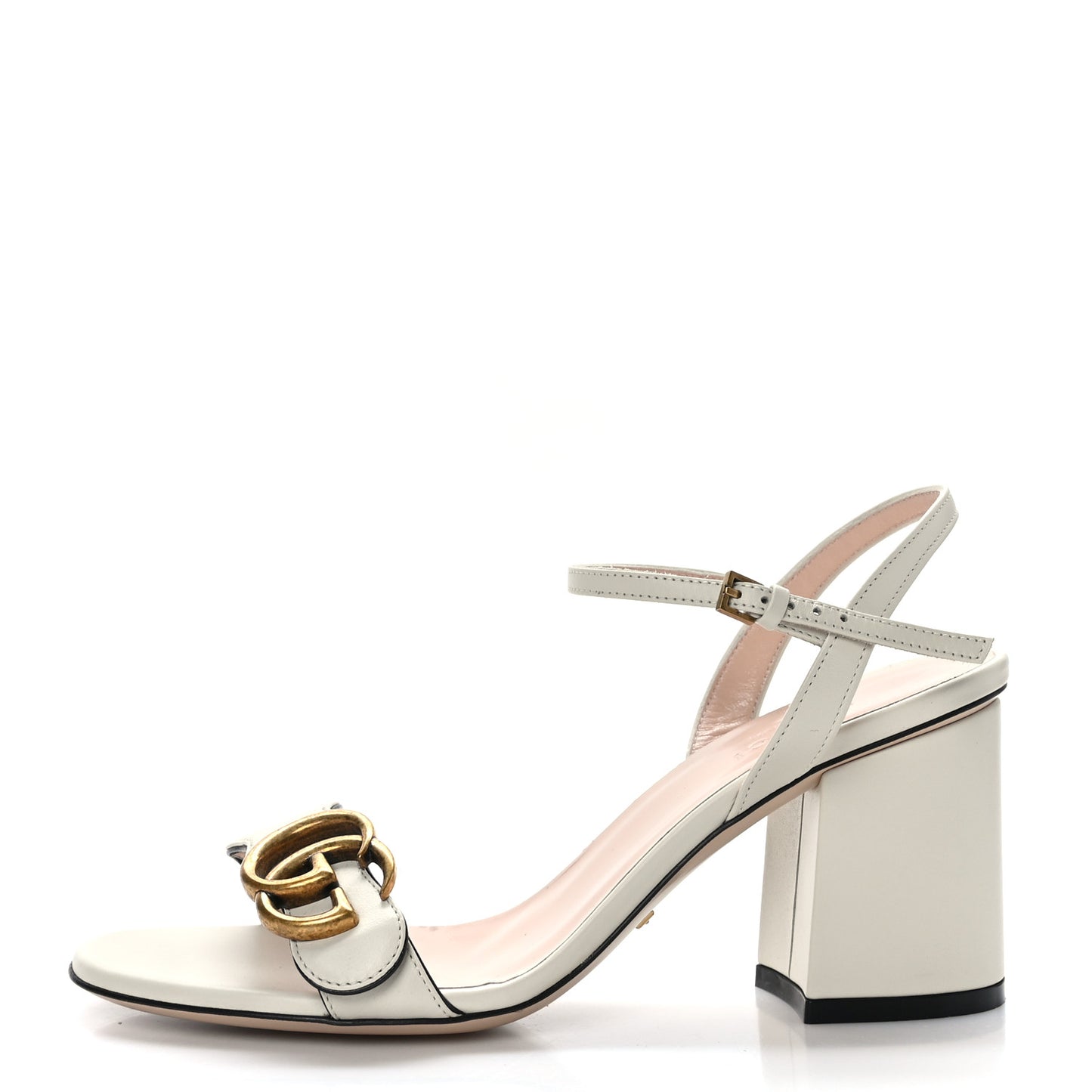 Lifford Calfskin GG Marmont Ankle Wrap 75mm Sandals 35.5 Mystic White