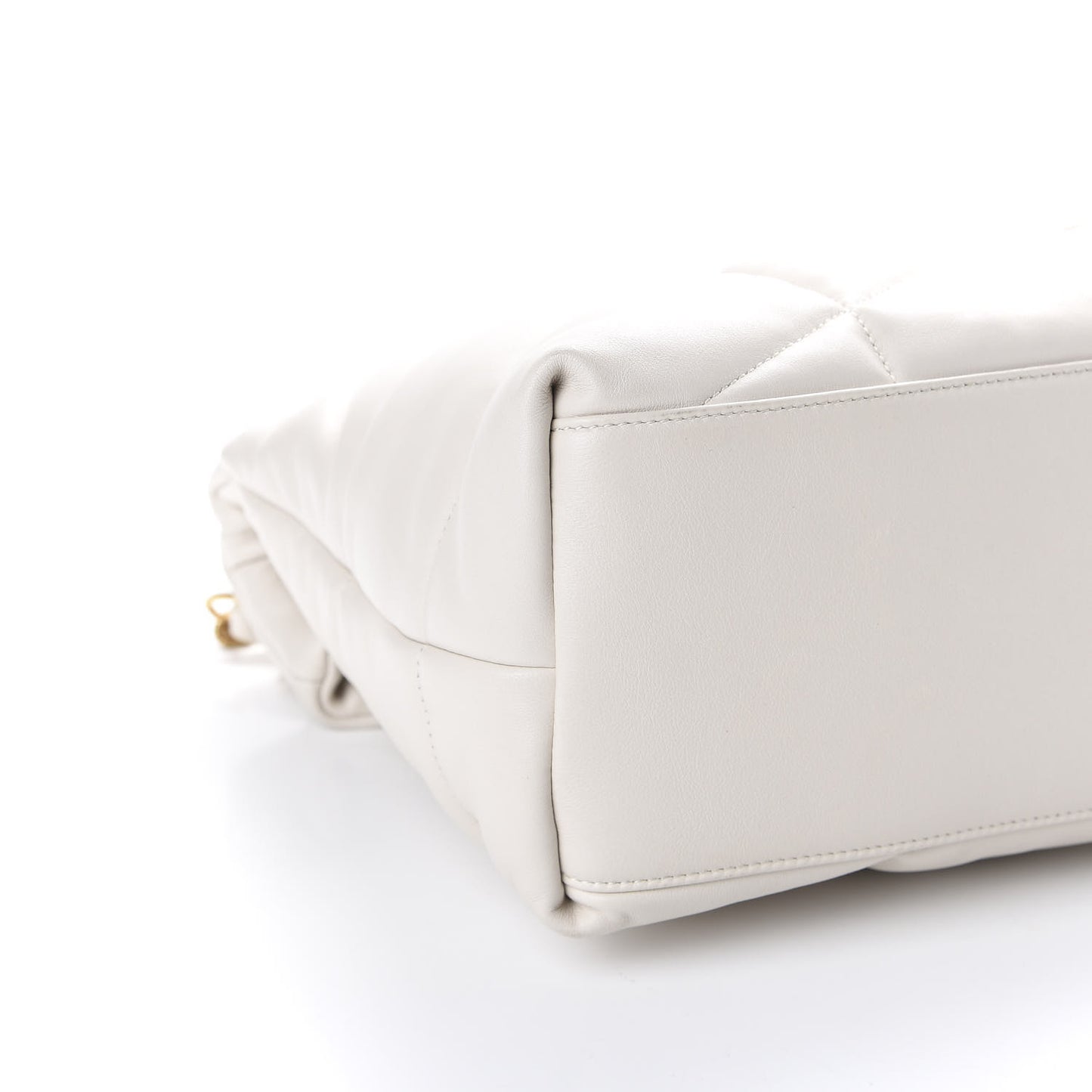 Lambskin Quilted Medium Loulou Puffer Monogram Chain Satchel Blanc Vintage