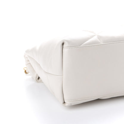 Saint Laurent Lambskin Quilted Medium Loulou Puffer Monogram Chain Satchel Blanc Vintage 5 of 10