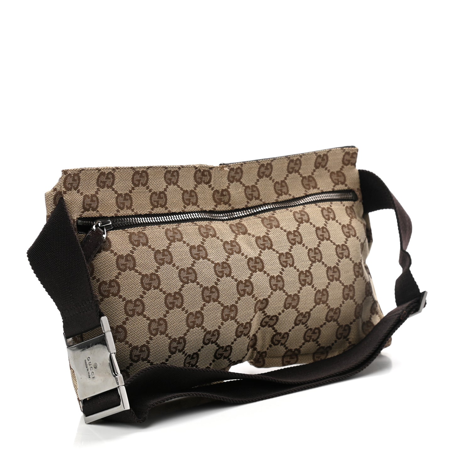 GG Monogram Double Pocket Belt Bag Dark Brown