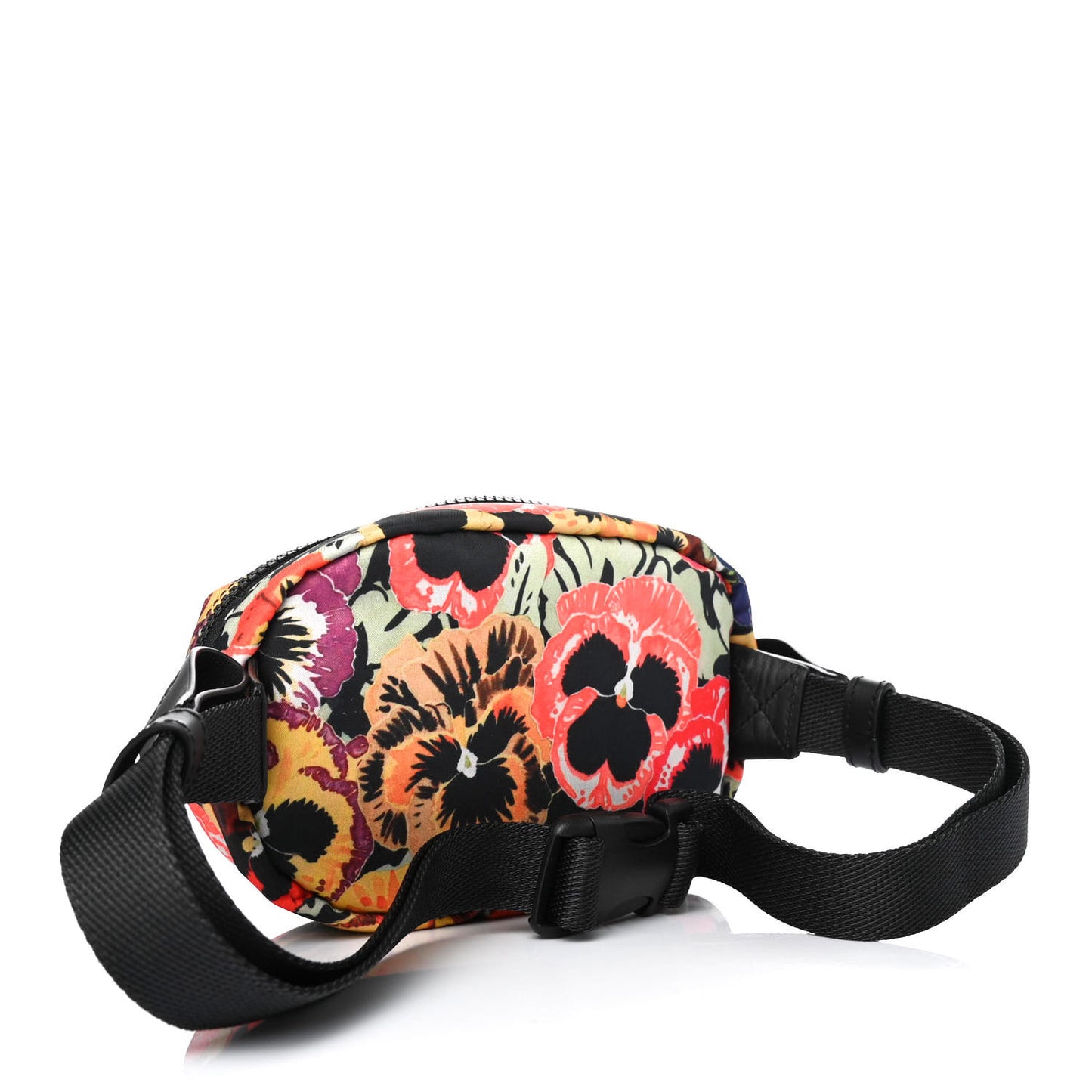 Nylon Pansies Small Round Bum Bag Black Multicolor
