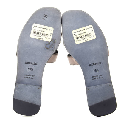 Hermes Metallic Calfskin Oran Sandals 35.5 Mordore 7 of 9