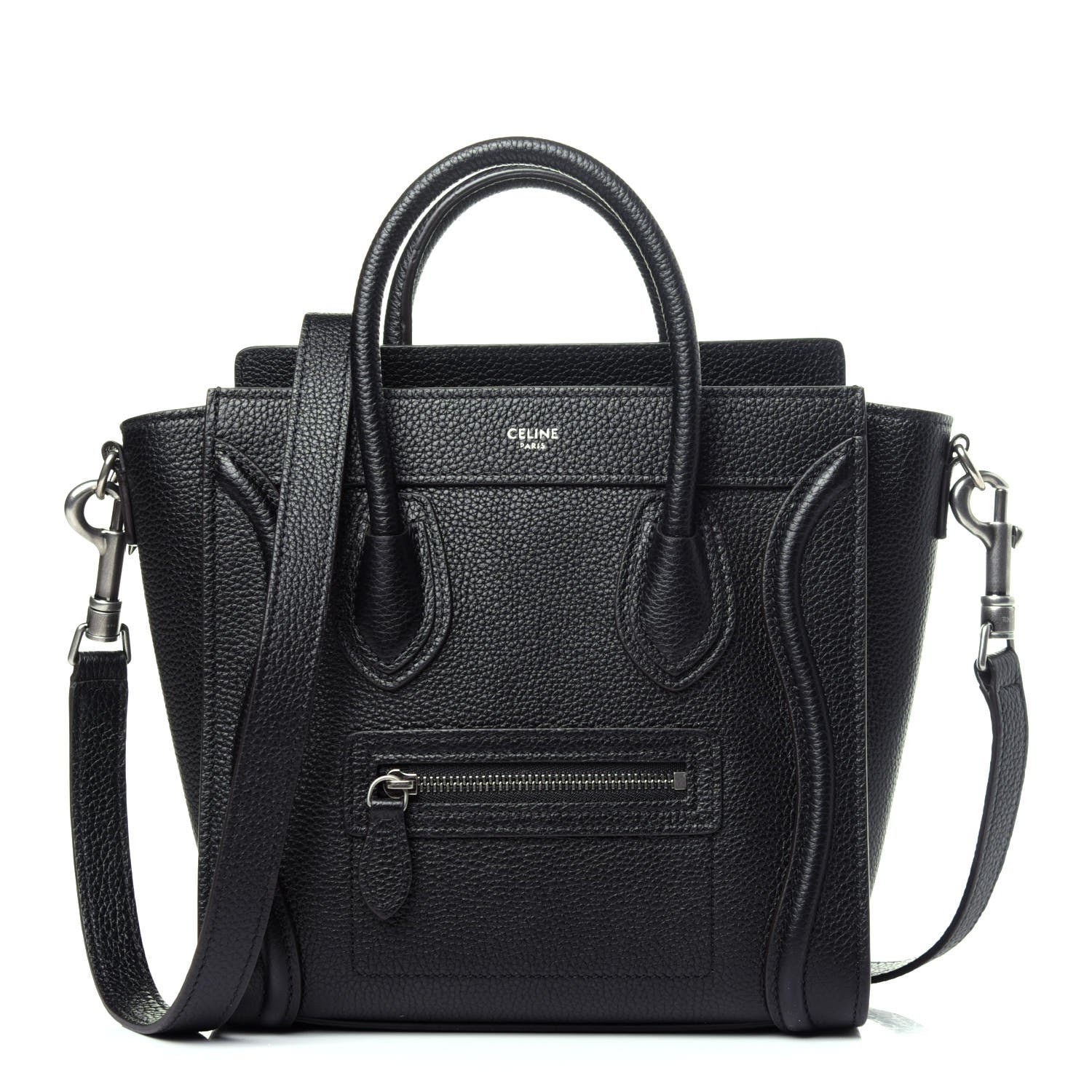 Celine Drummed Calfskin Nano Luggage Black 1 of 11