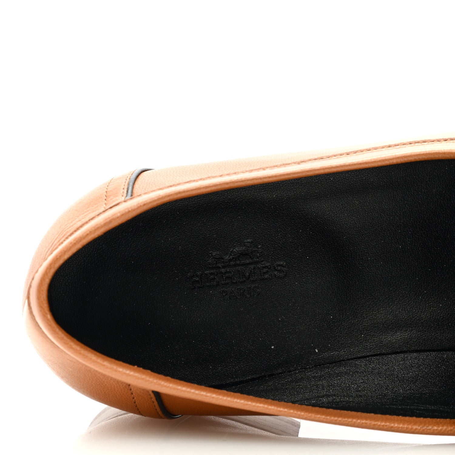 Hermes Goatskin Womens Paris Loafers 41 Naturel Black 7 of 8