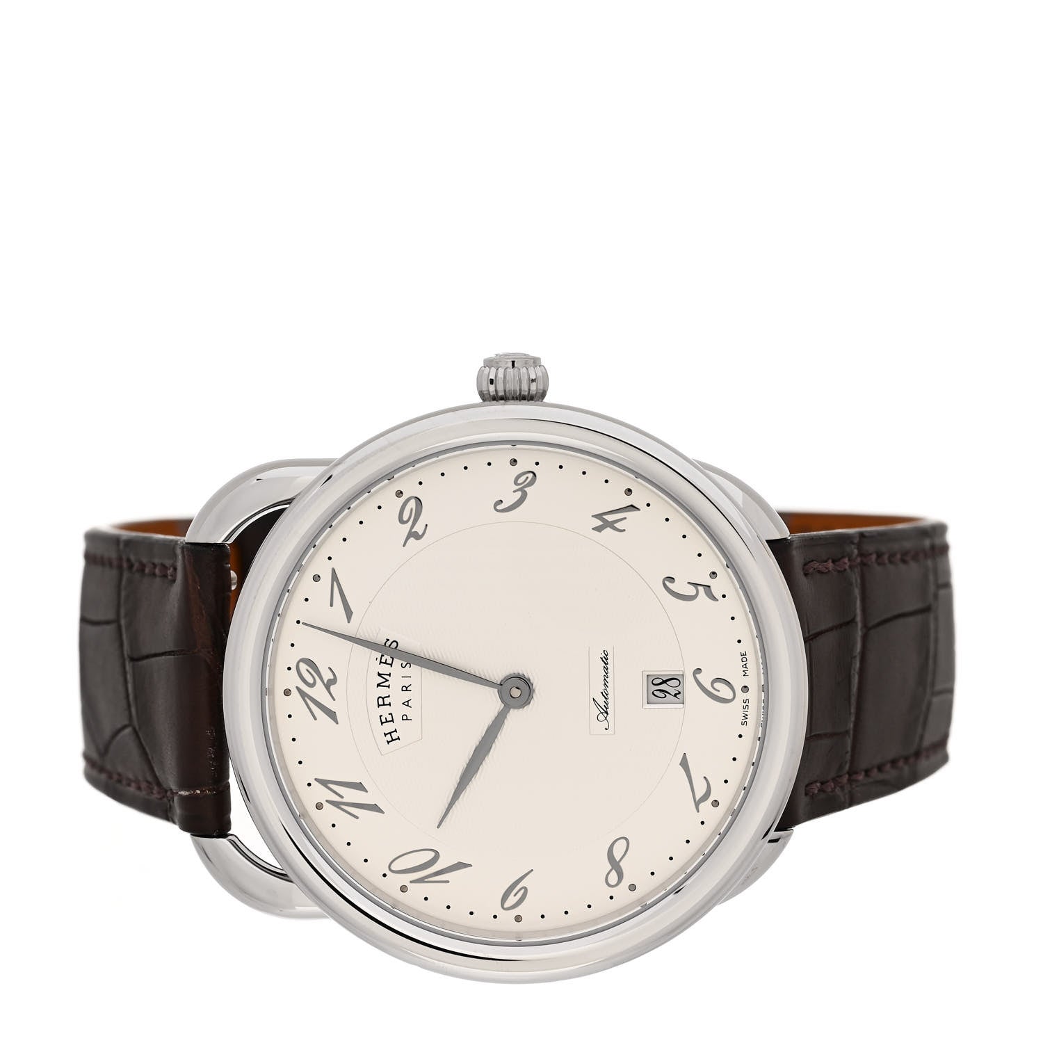 Hermes Stainless Steel Alligator 41mm Arceau Automatic Watch Havane 2 of 5