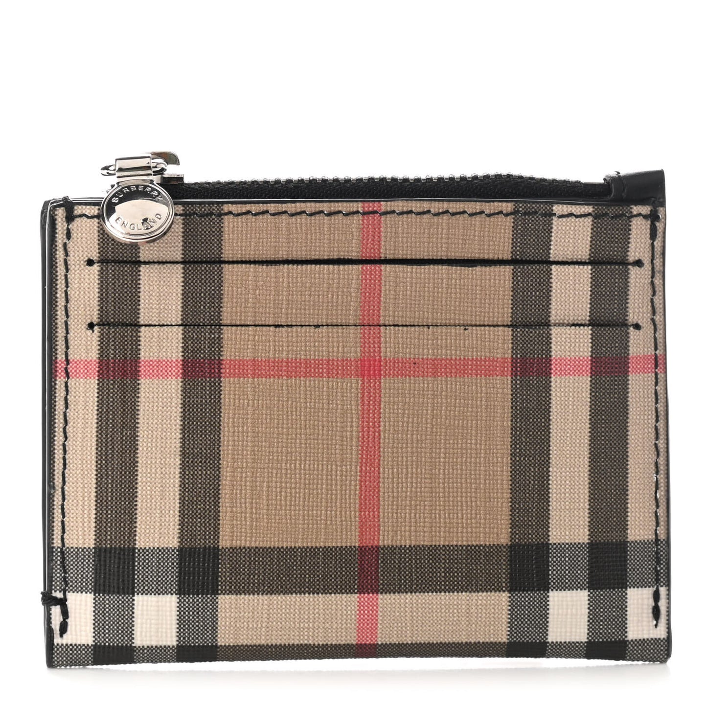 Coated Canvas House Check Coin Case Card Holder