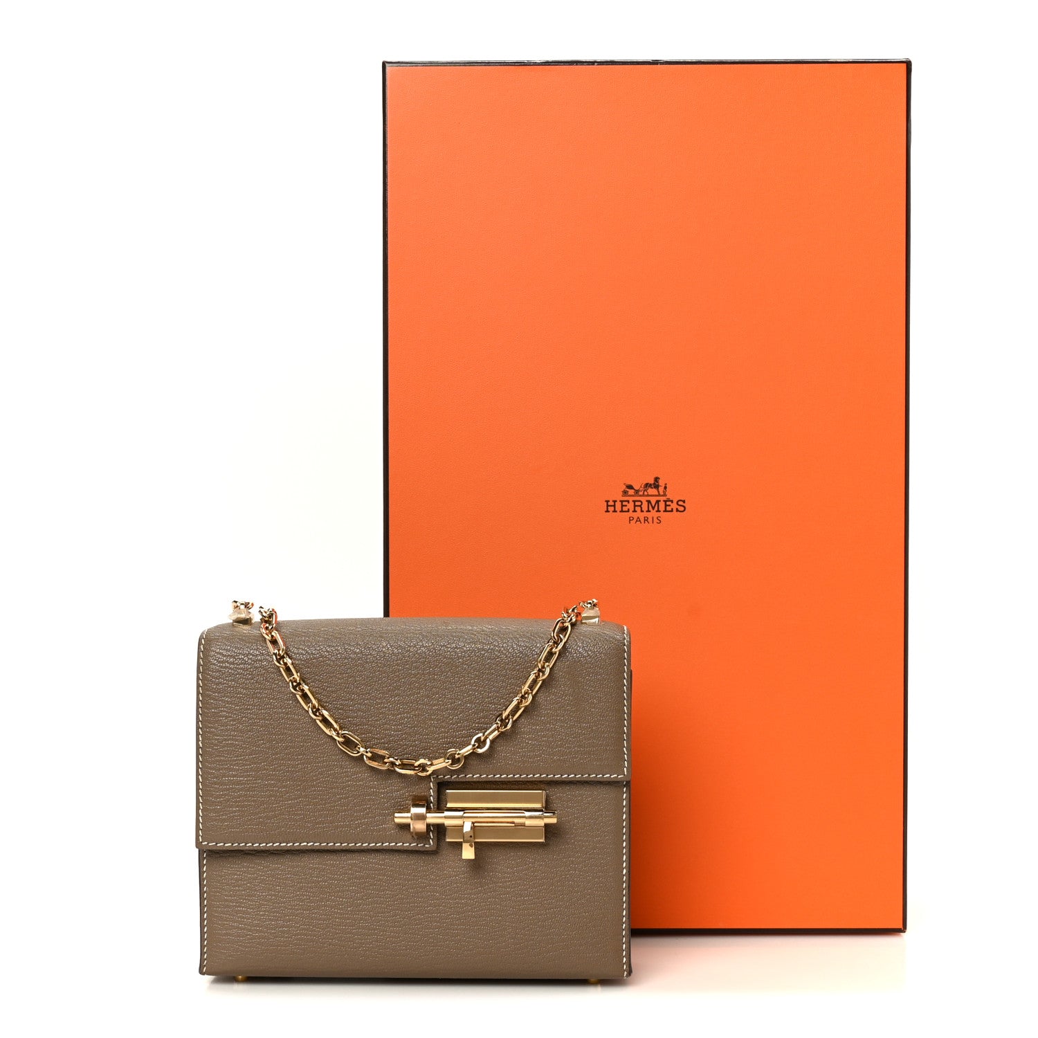 Hermes Chevre Chamkila Mini Verrou Chaine Bag Etoupe 12 of 12
