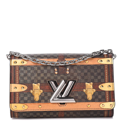 Louis Vuitton Transformed Damier Ebene Time Trunk Twist Chain Wallet 1 of 11