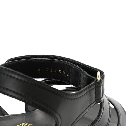 Chanel Lambskin Logo CC Turnlock Sandals 37.5 Black 8 of 9