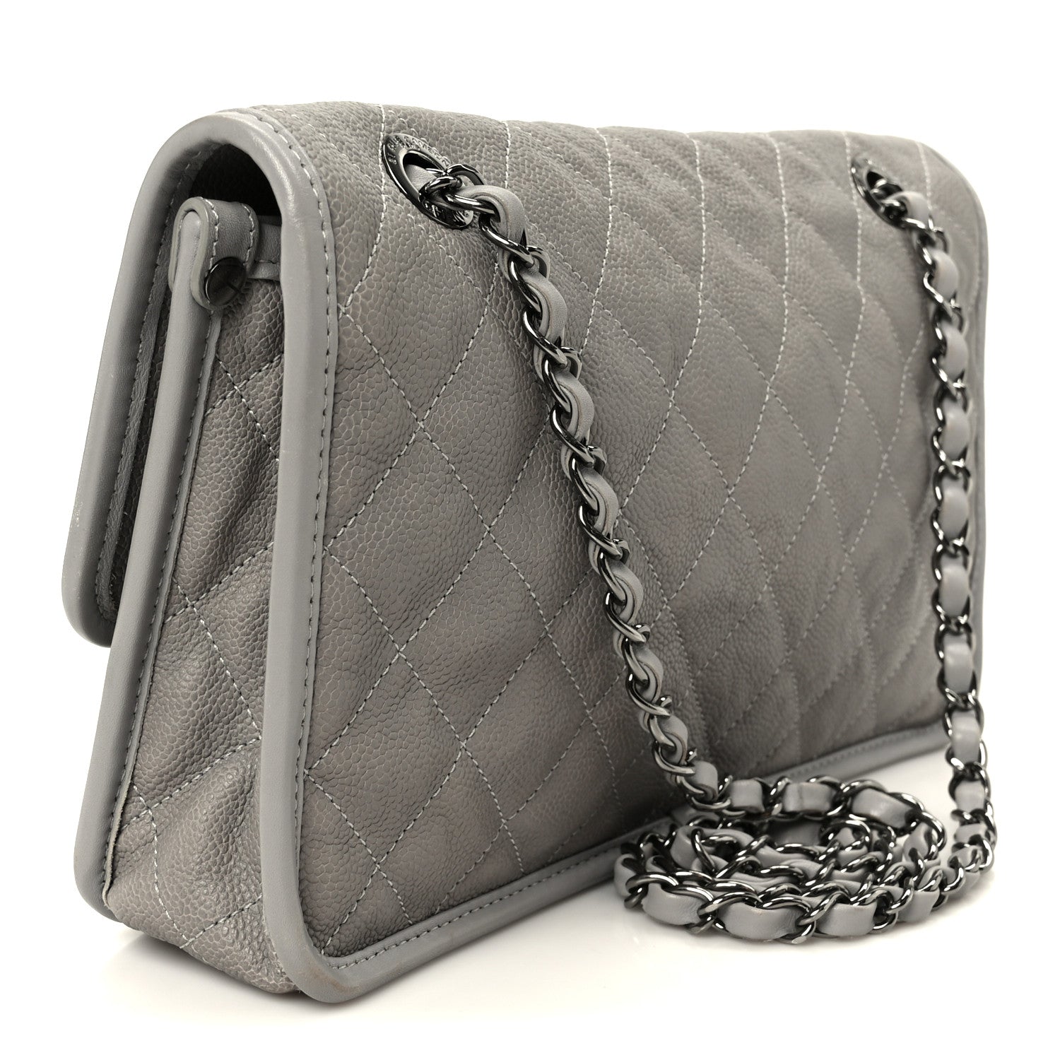 Chanel Caviar Quilted Medium French Riviera Flap Light Grey 3 of 11