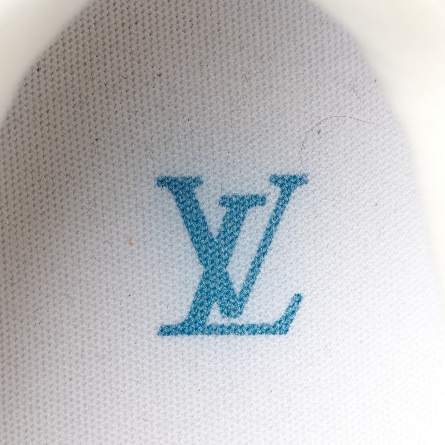 Calfskin Embossed Monogram Denim Mens LV Trainer Sneakers 7.5 Blue