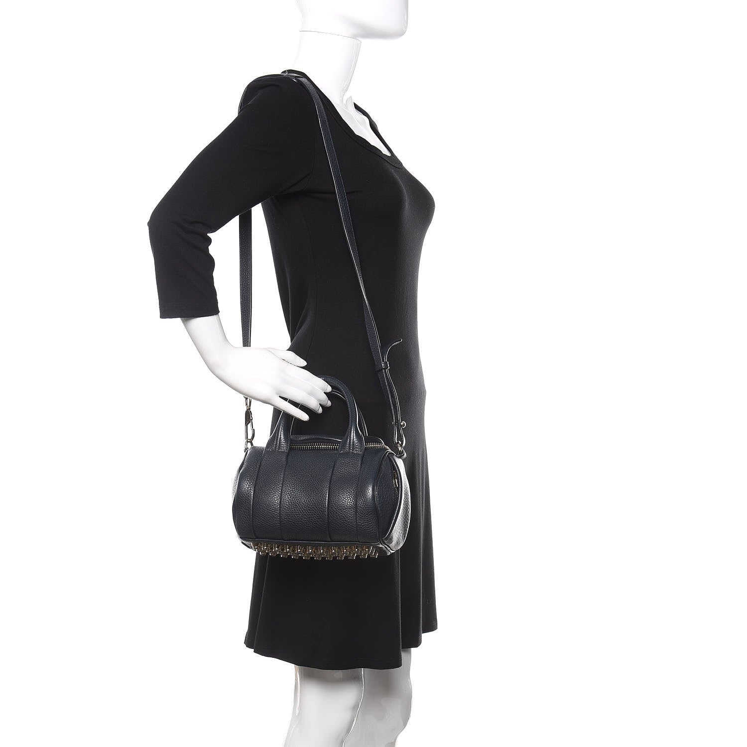 Alexander Wang Pebbled Lambskin Mini Rockie Navy Pale Gold Hardware 2 of 11