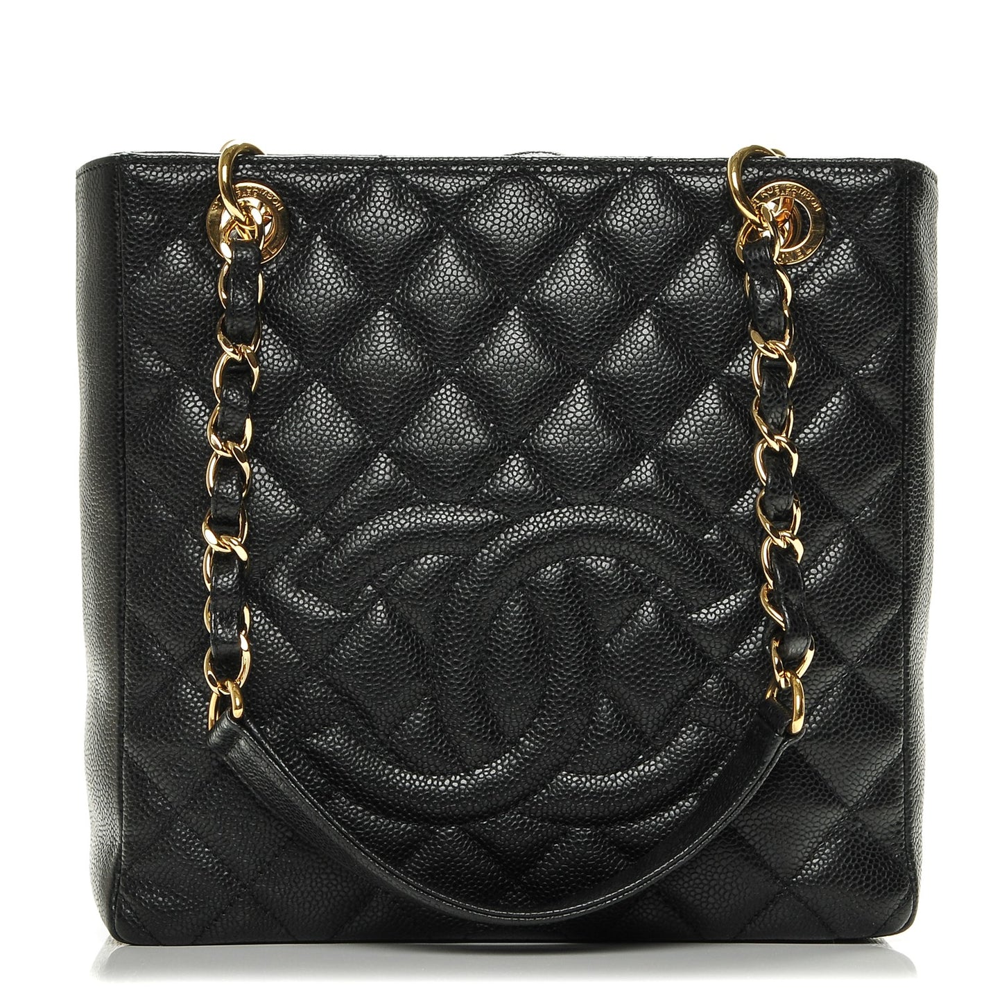 Caviar Quilted Petit Shopping Tote PST Black