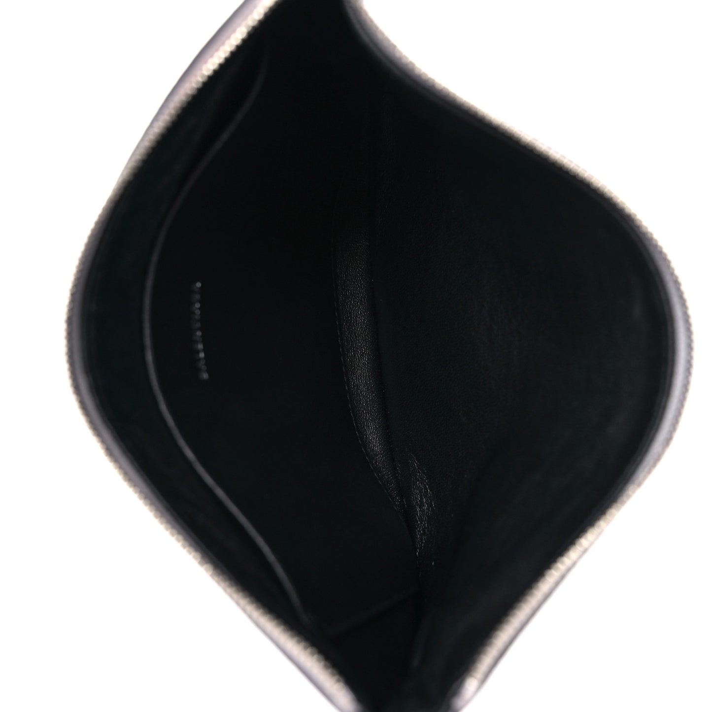Metallic Goatskin Logo Large Everyday Zip Pouch Argent Black