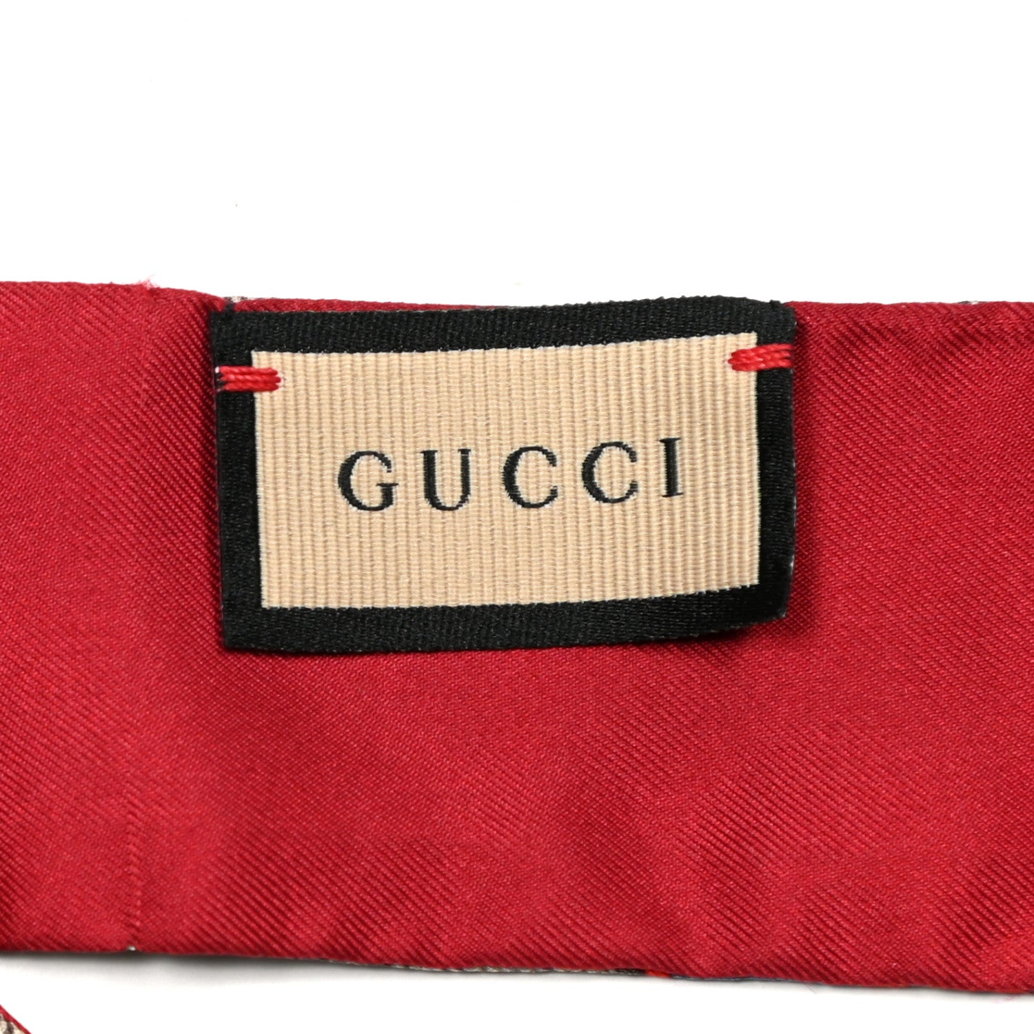 Gucci Silk Twill GG Monogram Special Flory Neck Bow Scarf Beige Red 4 of 4