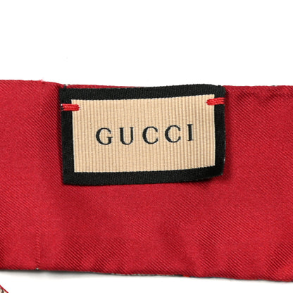 Gucci Silk Twill GG Monogram Special Flory Neck Bow Scarf Beige Red 4 of 4