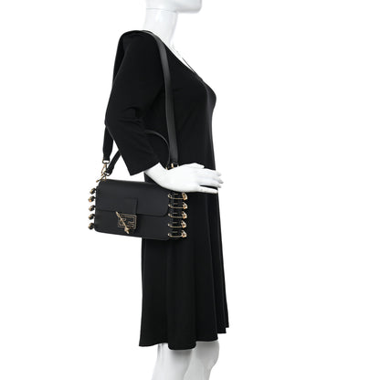 Fendi X VERSACE Vitello Seta Fendace Brooch Baguette Black 2 of 9