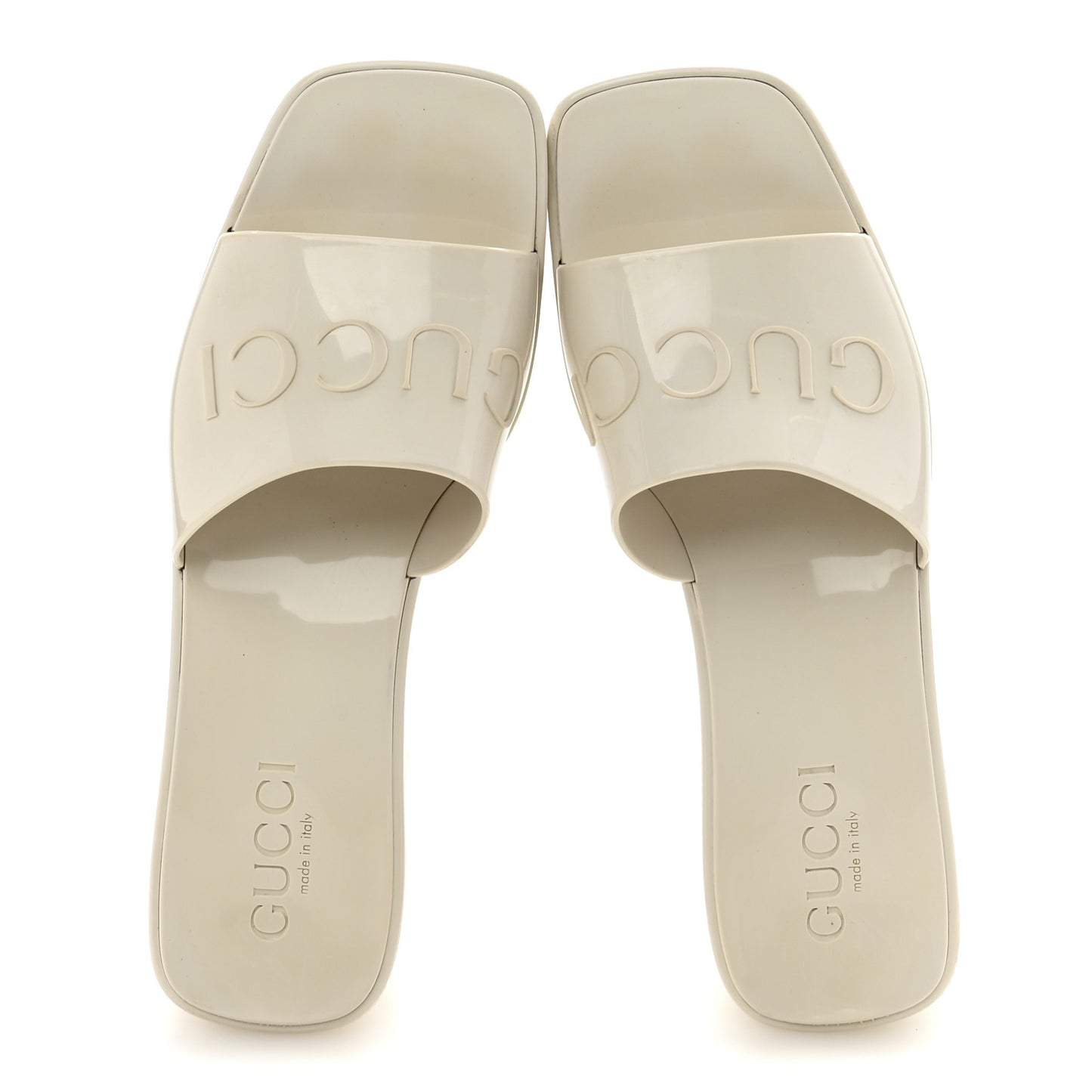 Rubber Gucci Logo Womens Platform 20/60mm Slide Sandals Mystic White