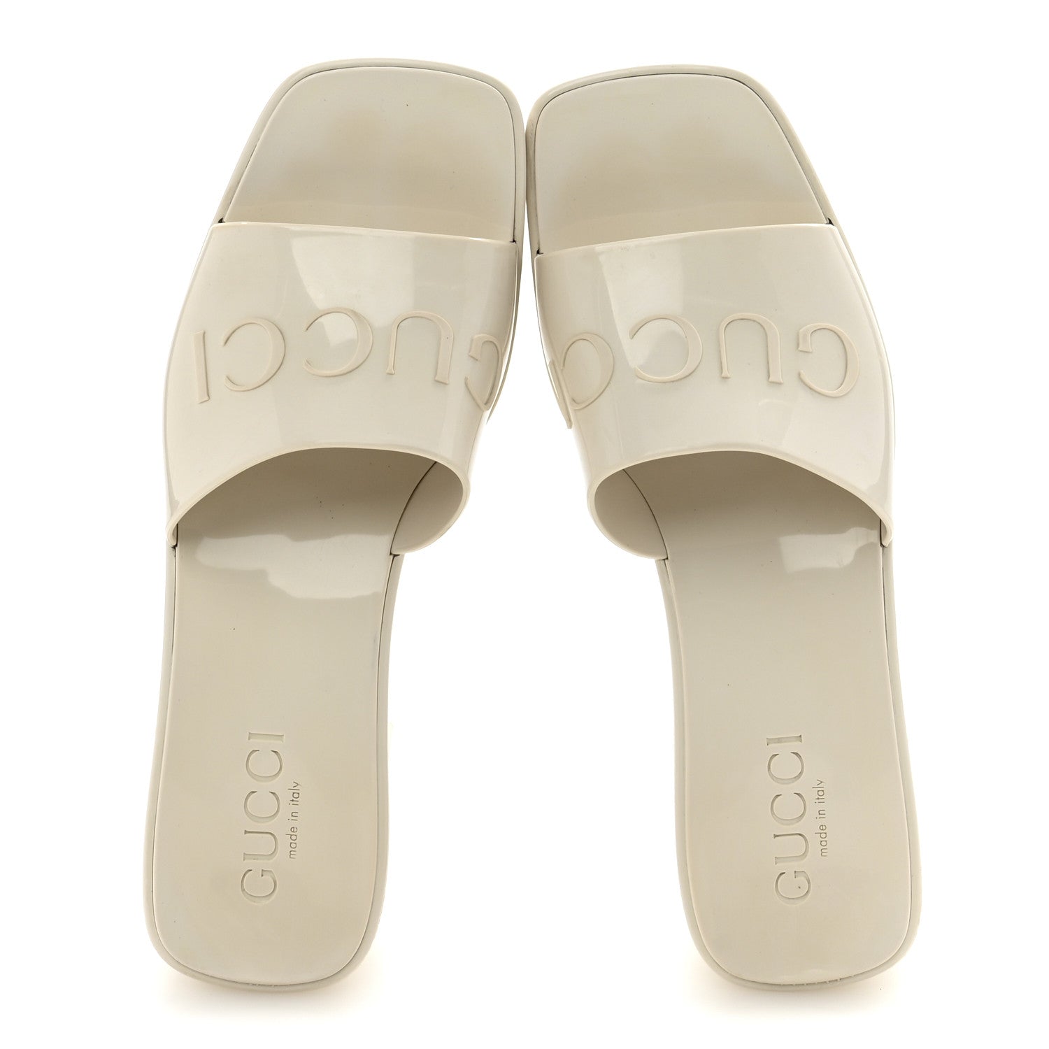 Gucci Rubber Gucci Logo Womens Platform 20/60mm Slide Sandals Mystic White 2 of 9