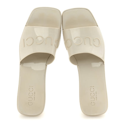 Gucci Rubber Gucci Logo Womens Platform 20/60mm Slide Sandals Mystic White 2 of 9