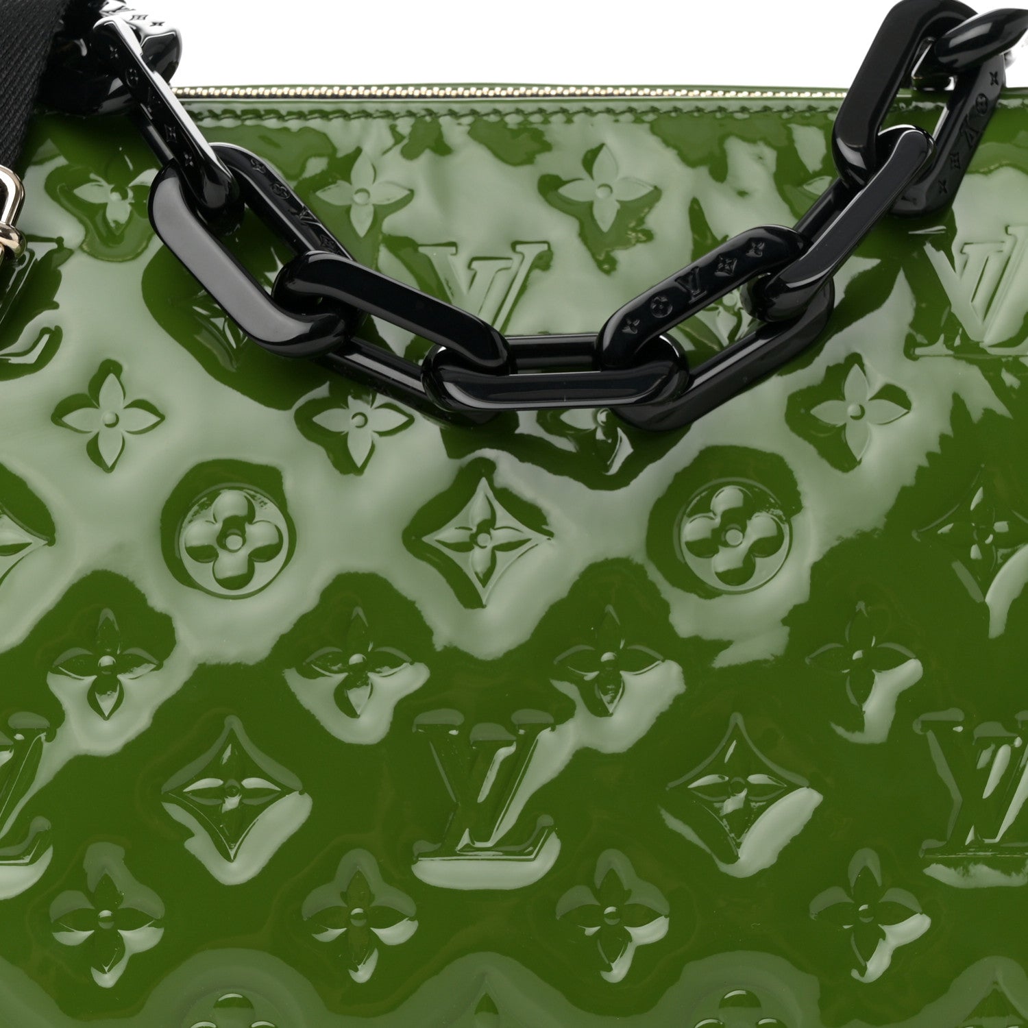Louis Vuitton Patent Embossed Monogram Coussin PM Green Black 9 of 14