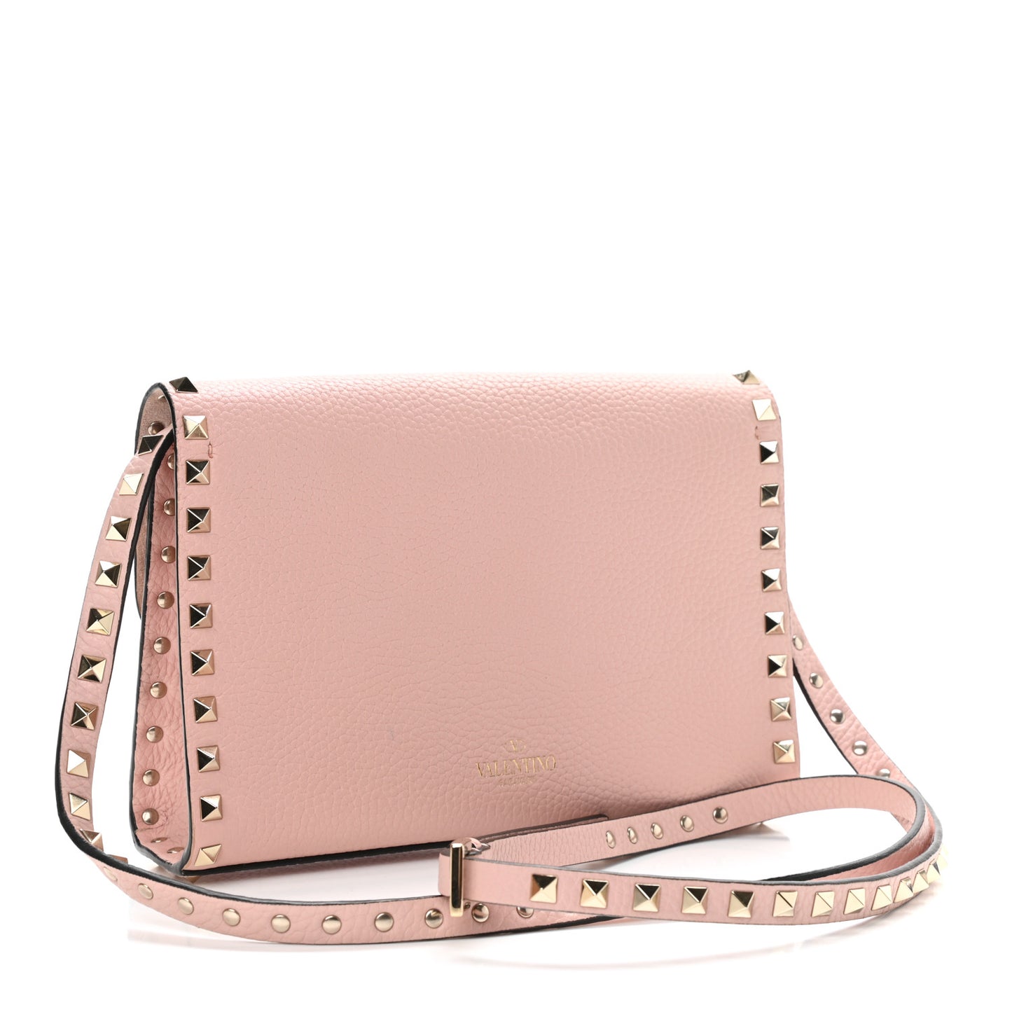 Pebbled Calfskin Medium Rockstud Flip Lock Crossbody Bag Loto