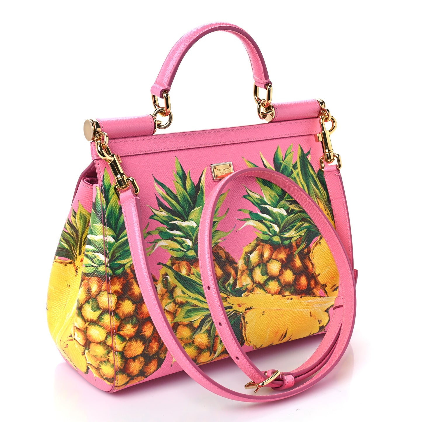 Dauphine Pineapple Print Small Miss Sicily Satchel Rosa