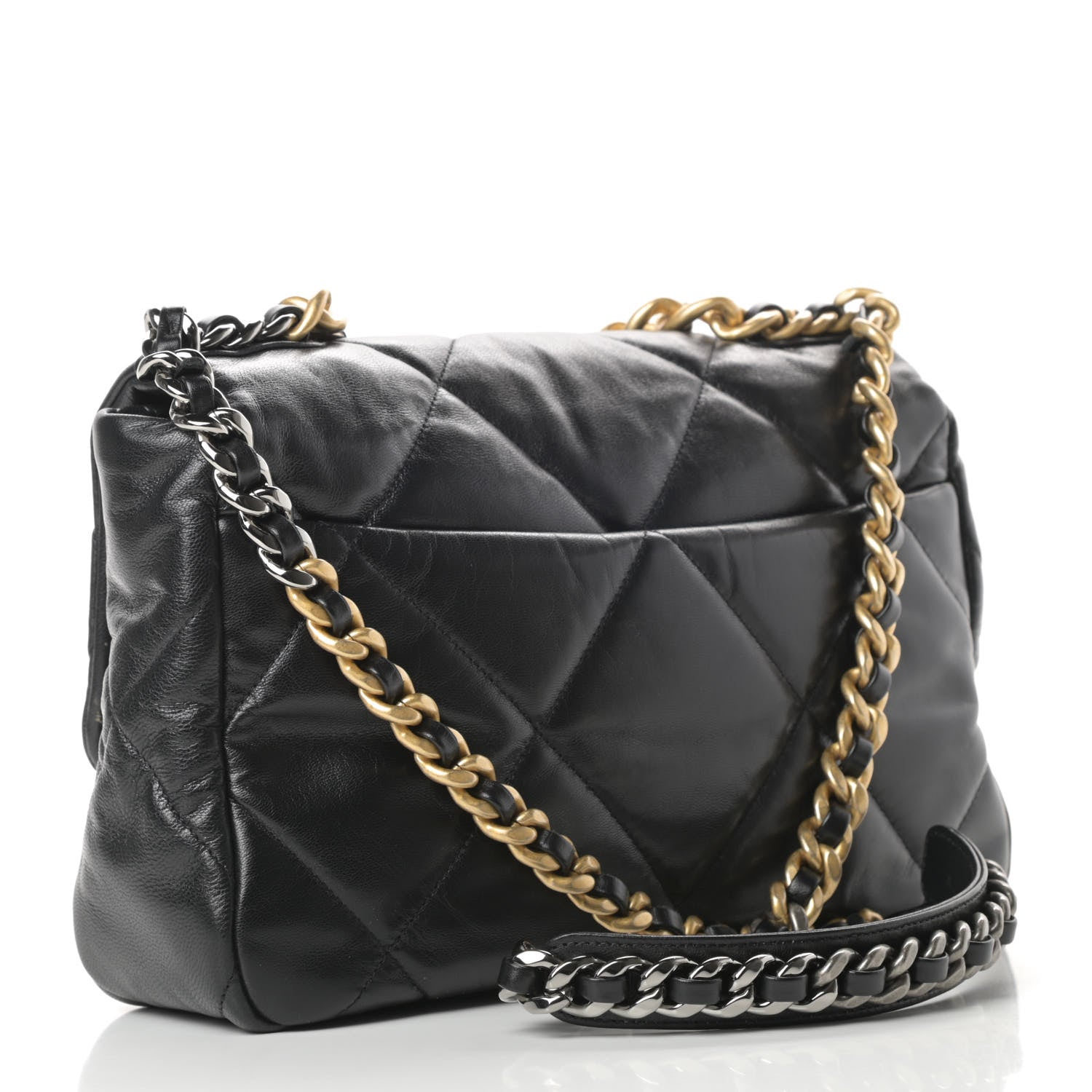 Chanel Goatskin Quilted Large Chanel 19 Flap Black 3 of 12