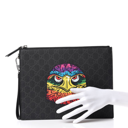 Gucci GG Supreme Monogram Rainbow Eagle Documents Holder Black Grey Multicolor 2 of 6