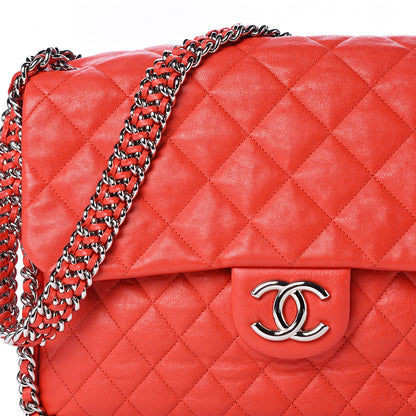 Chanel Washed Lambskin Quilted Maxi Chain Around Flap Red 9 of 9