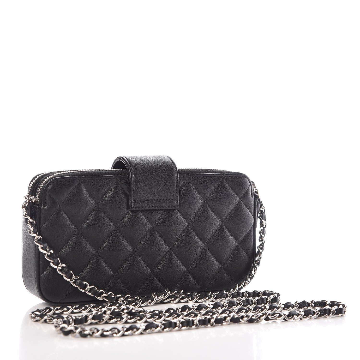Chanel Lambskin Quilted CC Box Clutch With Chain Black 3 of 9
