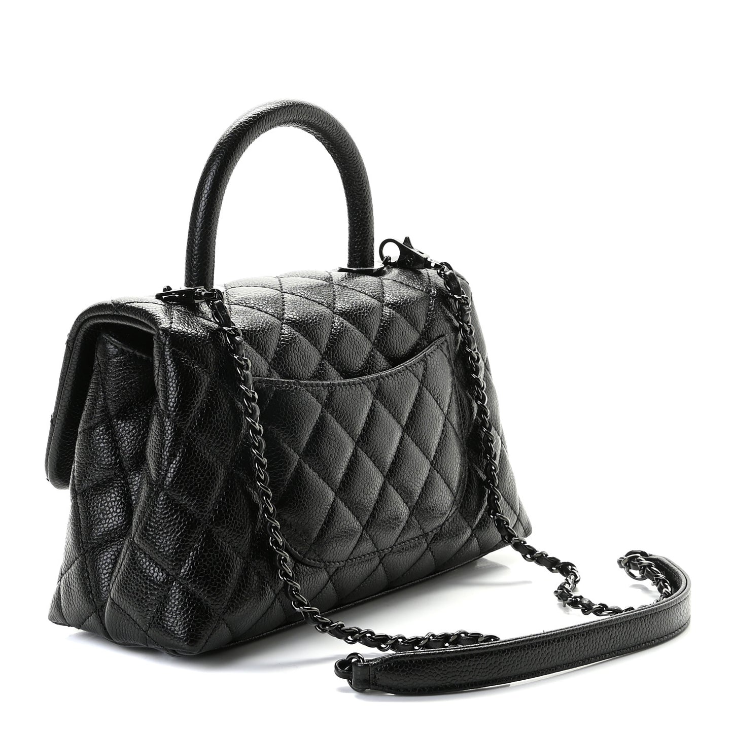 Caviar Quilted Mini Coco Handle Flap So Black