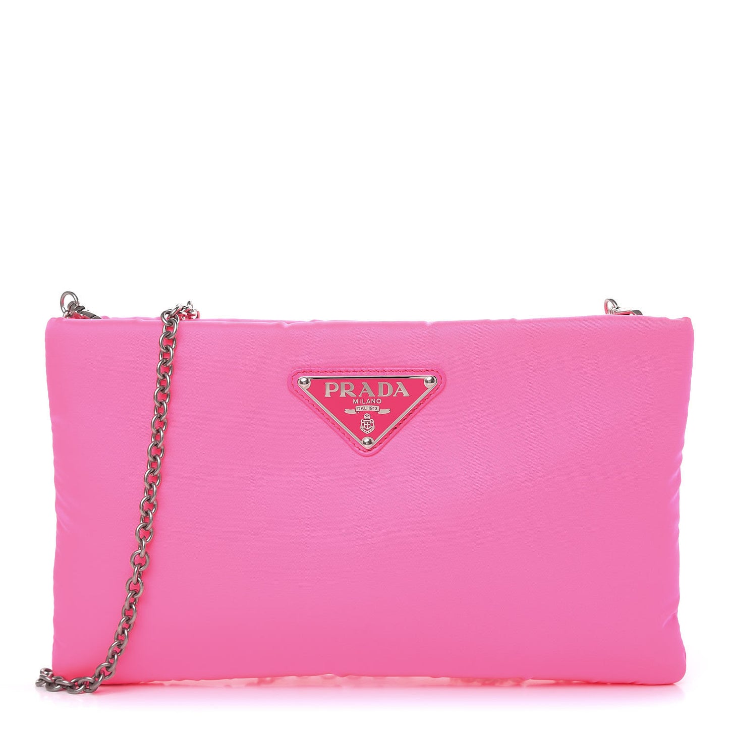 Tessuto Nylon Soft Padded Crossbody Clutch Rosa Fluo