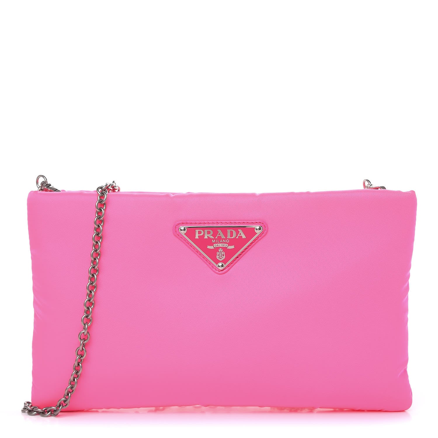 Prada Tessuto Nylon Soft Padded Crossbody Clutch Rosa Fluo 1 of 8