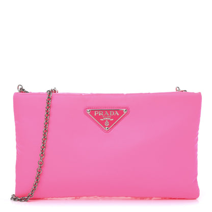 Prada Tessuto Nylon Soft Padded Crossbody Clutch Rosa Fluo 1 of 8