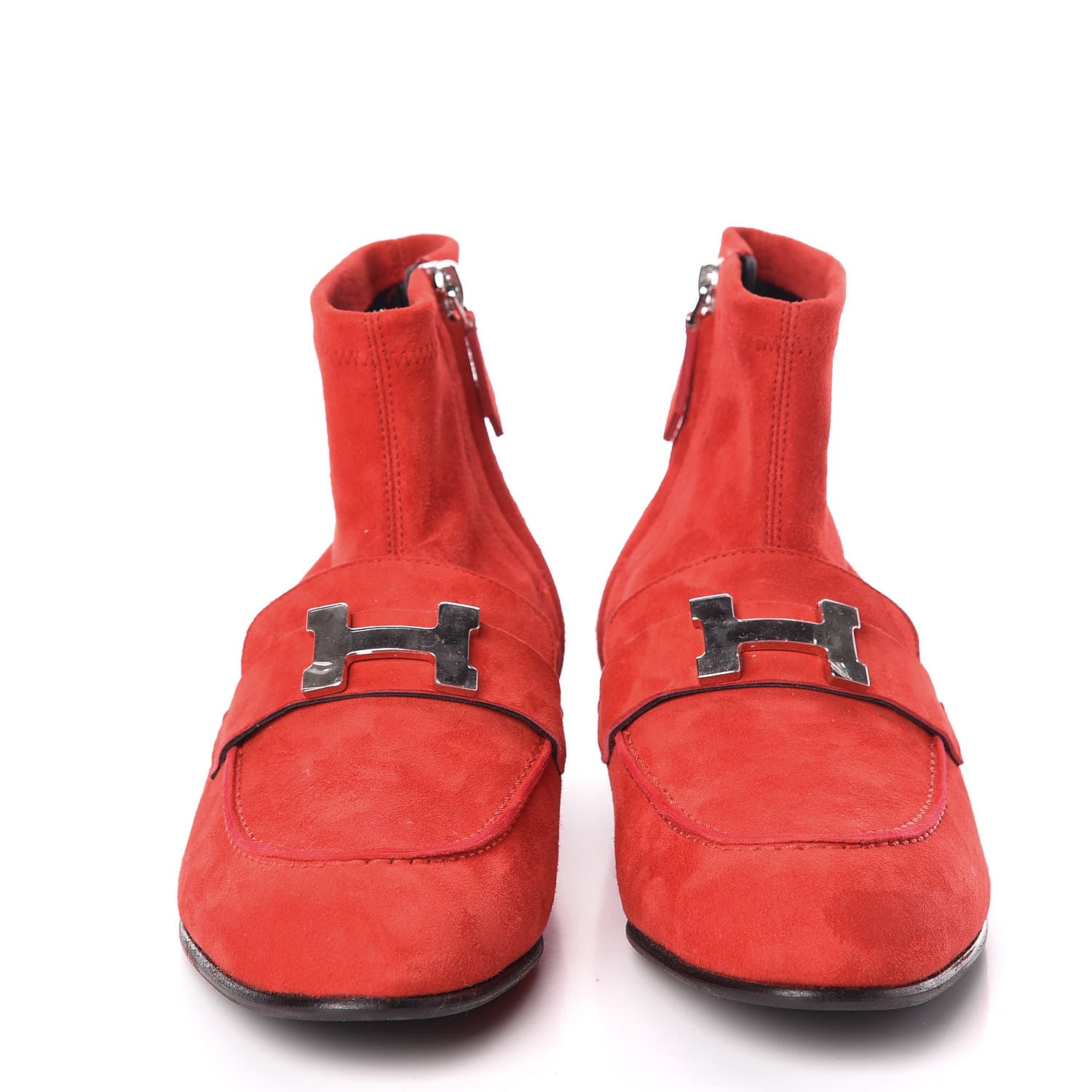 Hermes Stretch Velvet Goatskin Saint Honore Ankle Boots 37 Rouge Piment 2 of 7