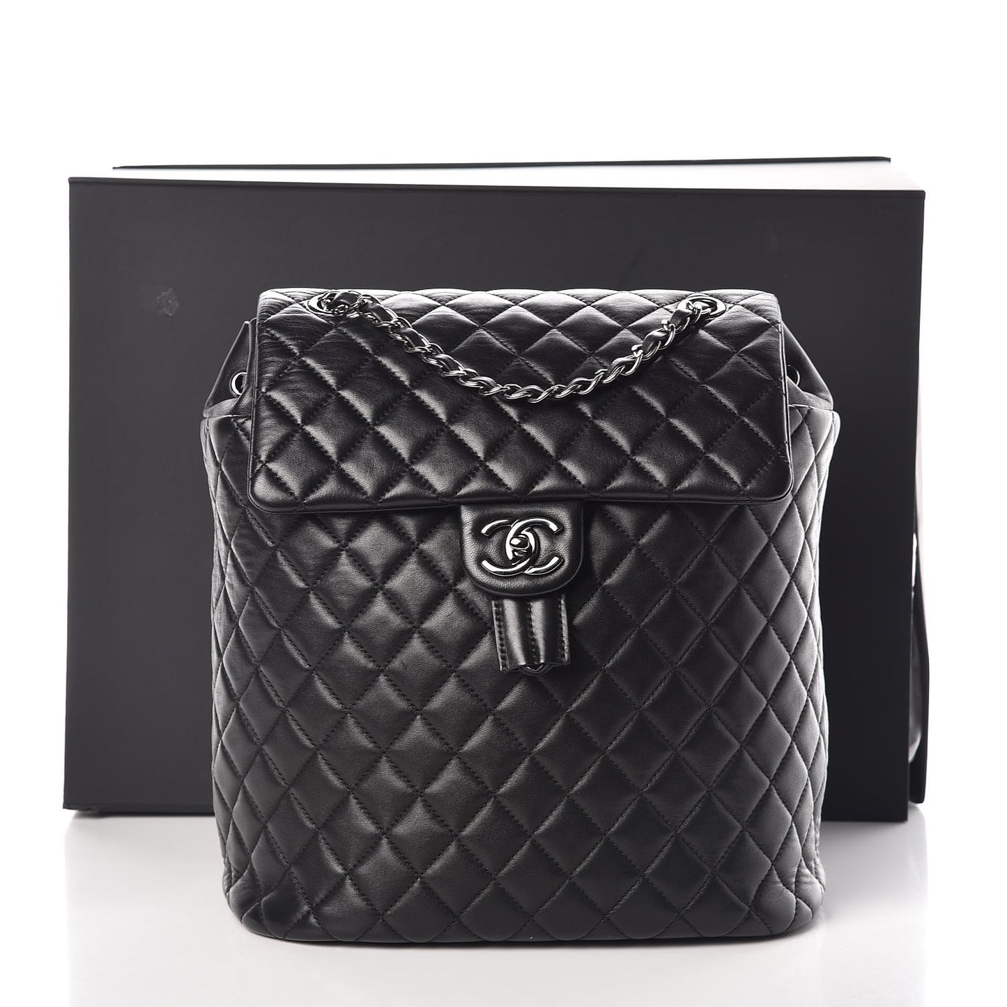 Calfskin Quilted Large Urban Spirit Backpack Black