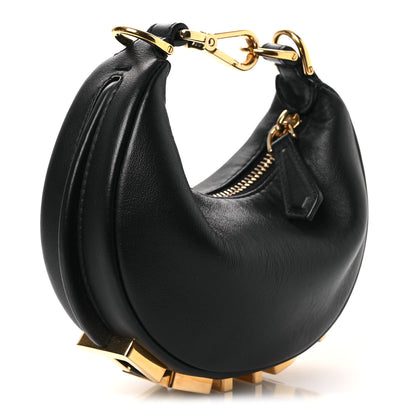 Fendi Vitello Grace Matte Nano Fendigraphy Hobo Charm Black 3 of 12