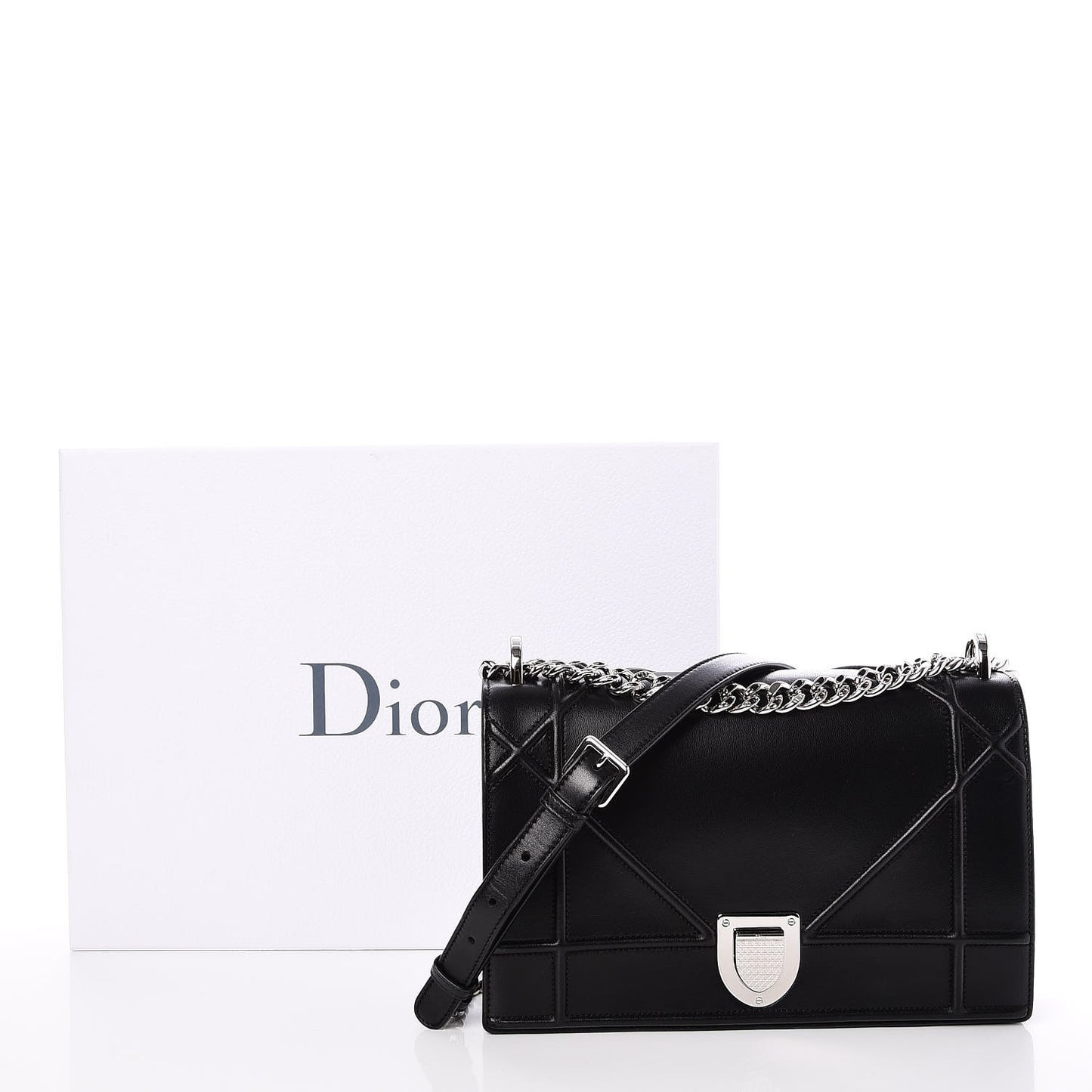 Lambskin Medium Diorama Flap Bag Black