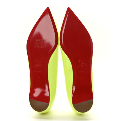 Christian Louboutin Patent Pigalle Follies Flats 37 Neon Yellow 5 of 8
