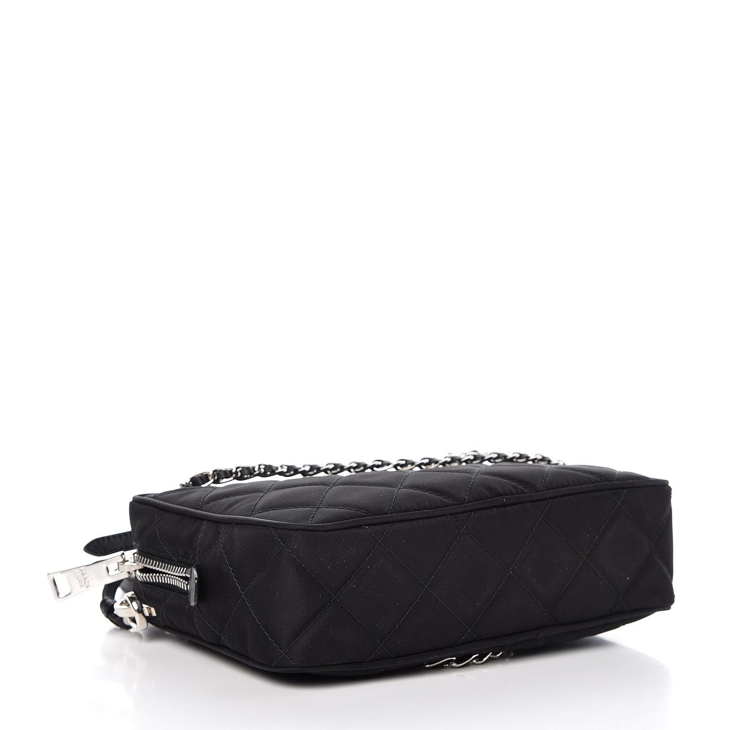 Nylon Tessuto Impuntu Quilted Bandoliera Crossbody Bag Black