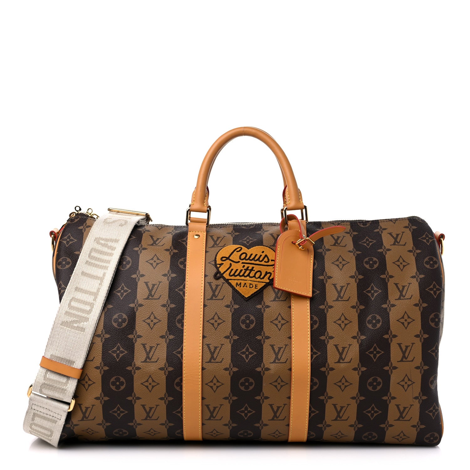 Louis Vuitton X NIGO Reverse Monogram Stripe Keepall Bandouliere 50 Brown 1 of 12