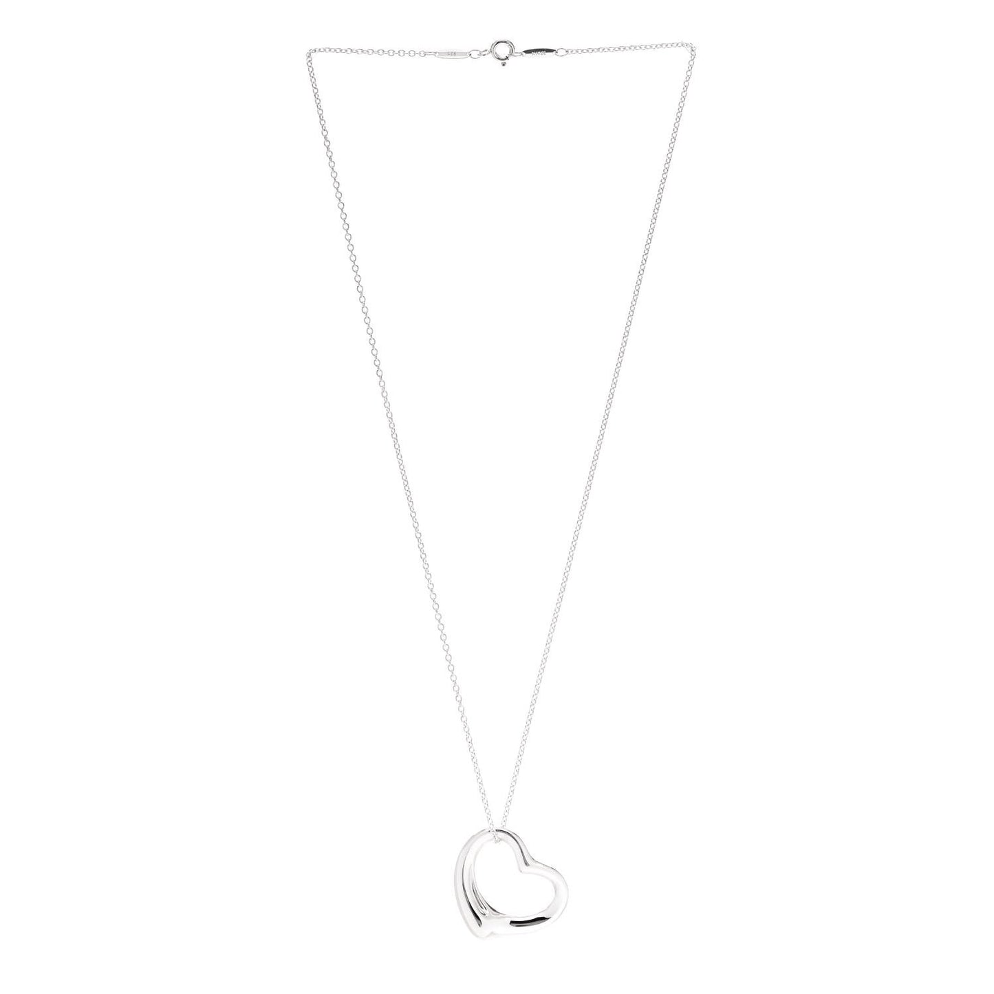 Sterling Silver 27mm Elsa Peretti Open Heart Pendant Necklace