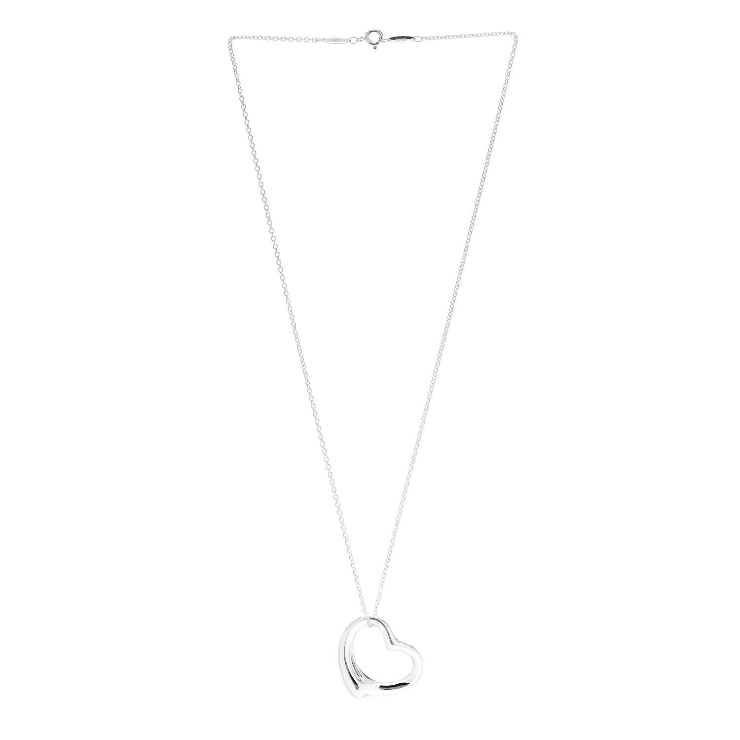 Tiffany Sterling Silver 27mm Elsa Peretti Open Heart Pendant Necklace 3 of 6
